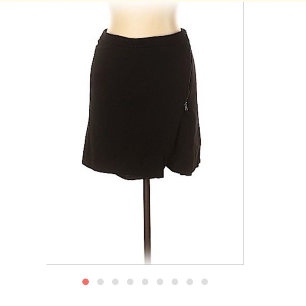 Women black criss cross zipper straight skirt